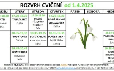 ROZVRH SKUPINOVÝCH LEKCÍ od 1.4.2025